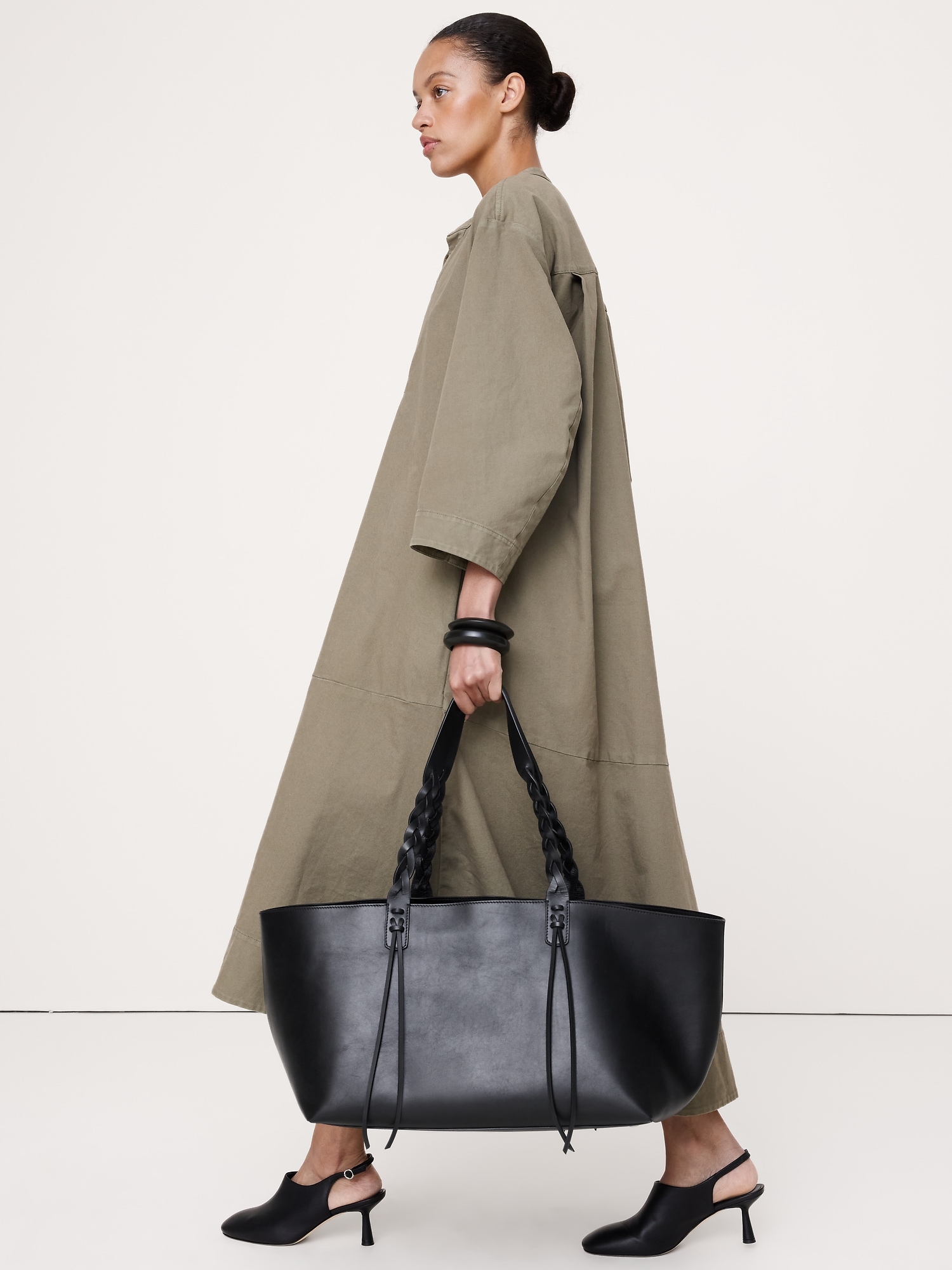 Cotton Canvas Popover Maxi Dress - thumbnail 3