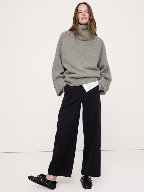 Wool-Blend Funnel-Neck Sweater