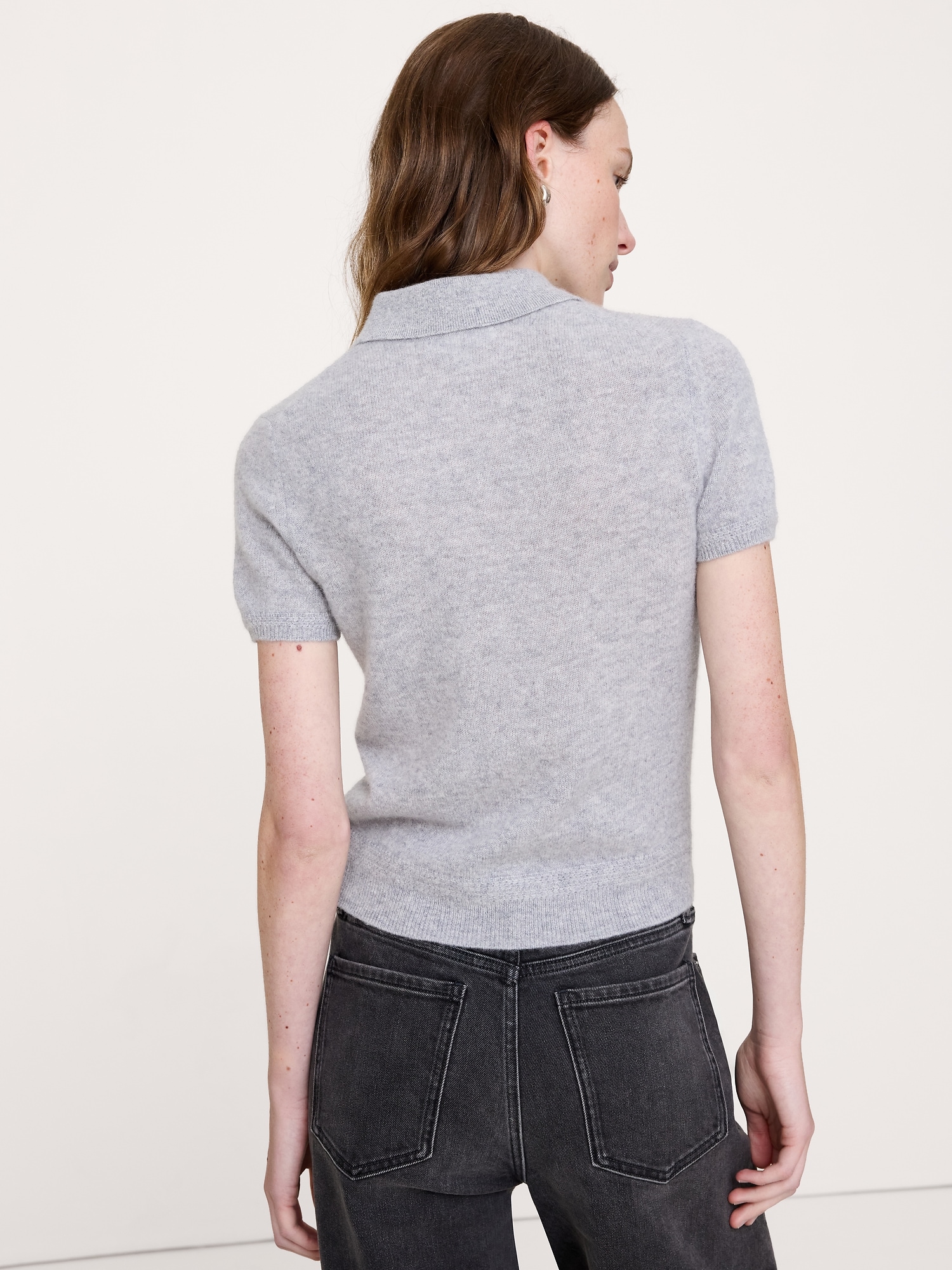 Lightweight Cashmere Short-Sleeve Sweater Polo - thumbnail 10