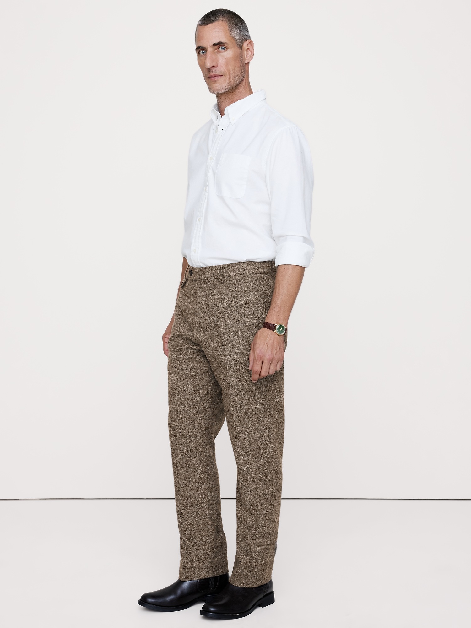Мужские брюки Banana Republic Straight Flannel Suit Pant, цвет: Серо-коричневый — фото 4