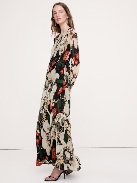 Bias-Cut Chiffon Maxi Dress