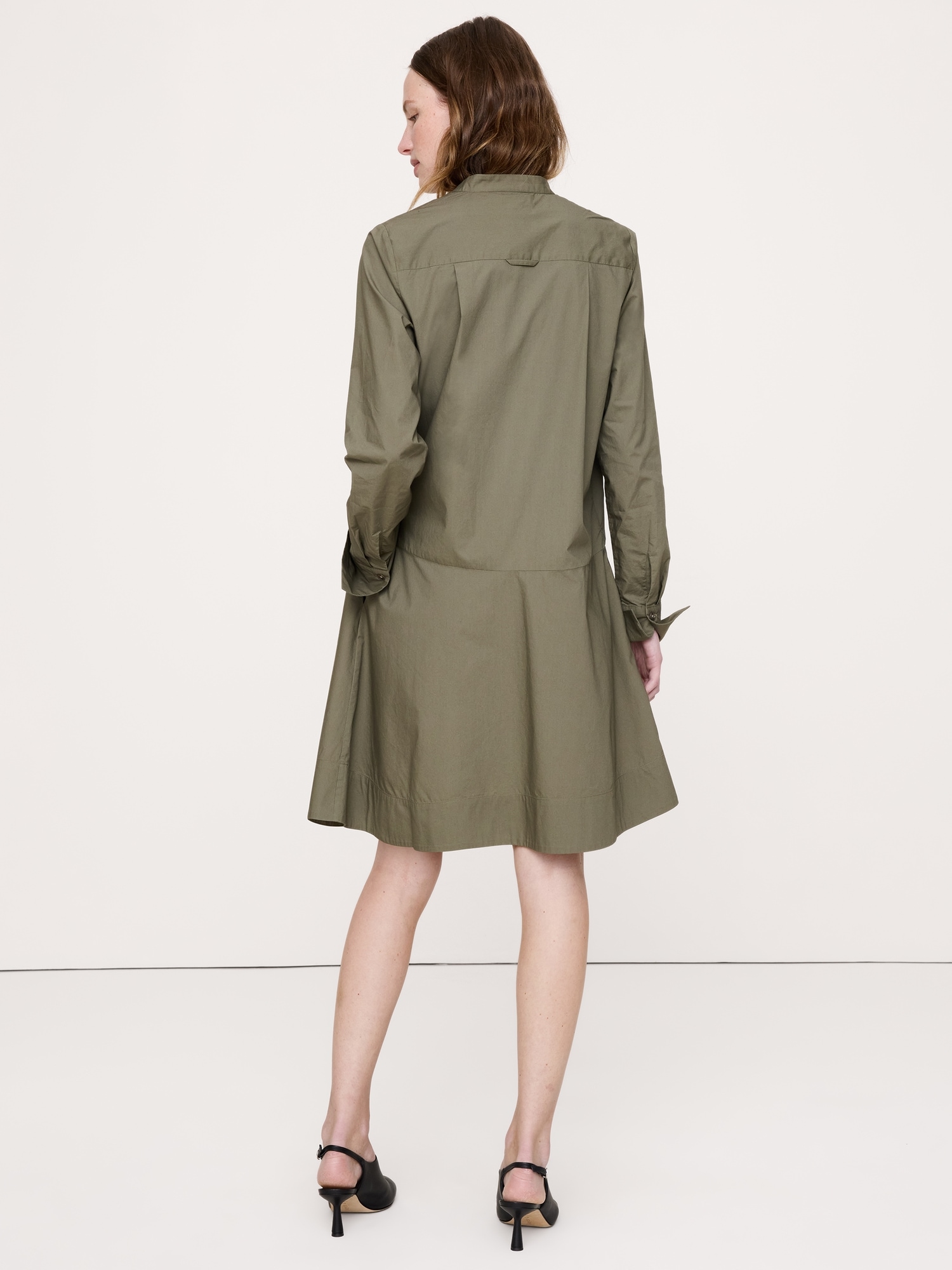 Cotton Trapeze Mini Shirt Dress - thumbnail 8