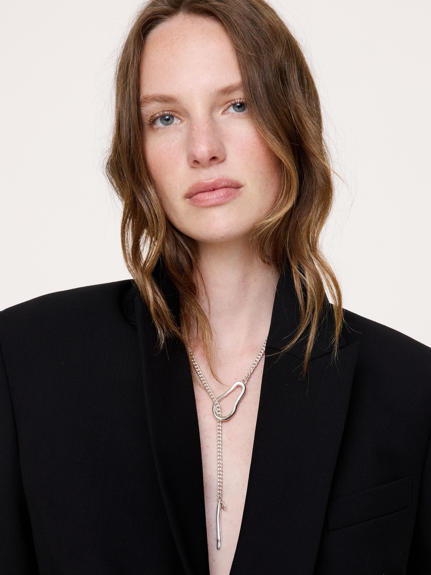 Image number 4 showing, Abstract Oval Drop Necklace