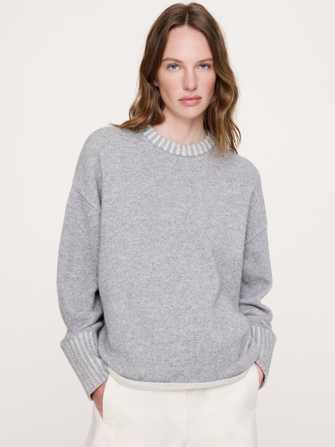 Oversized Merino-Cotton Crew-Neck Sweater