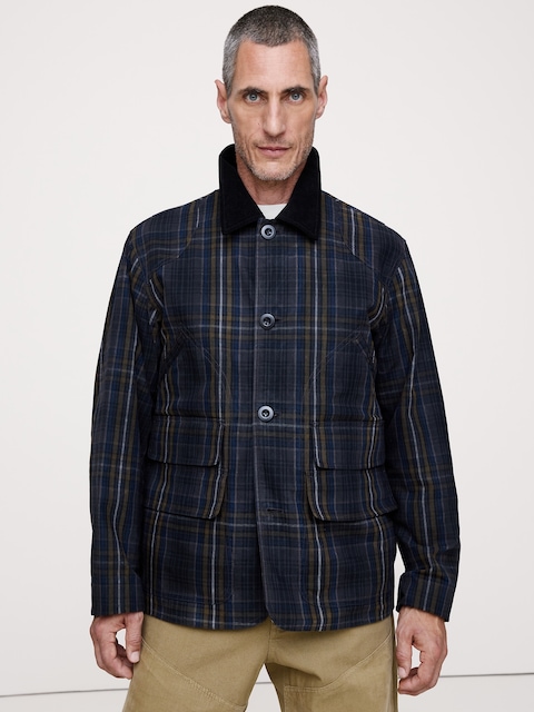Cotton Canvas Barn Coat with Corduroy Collar