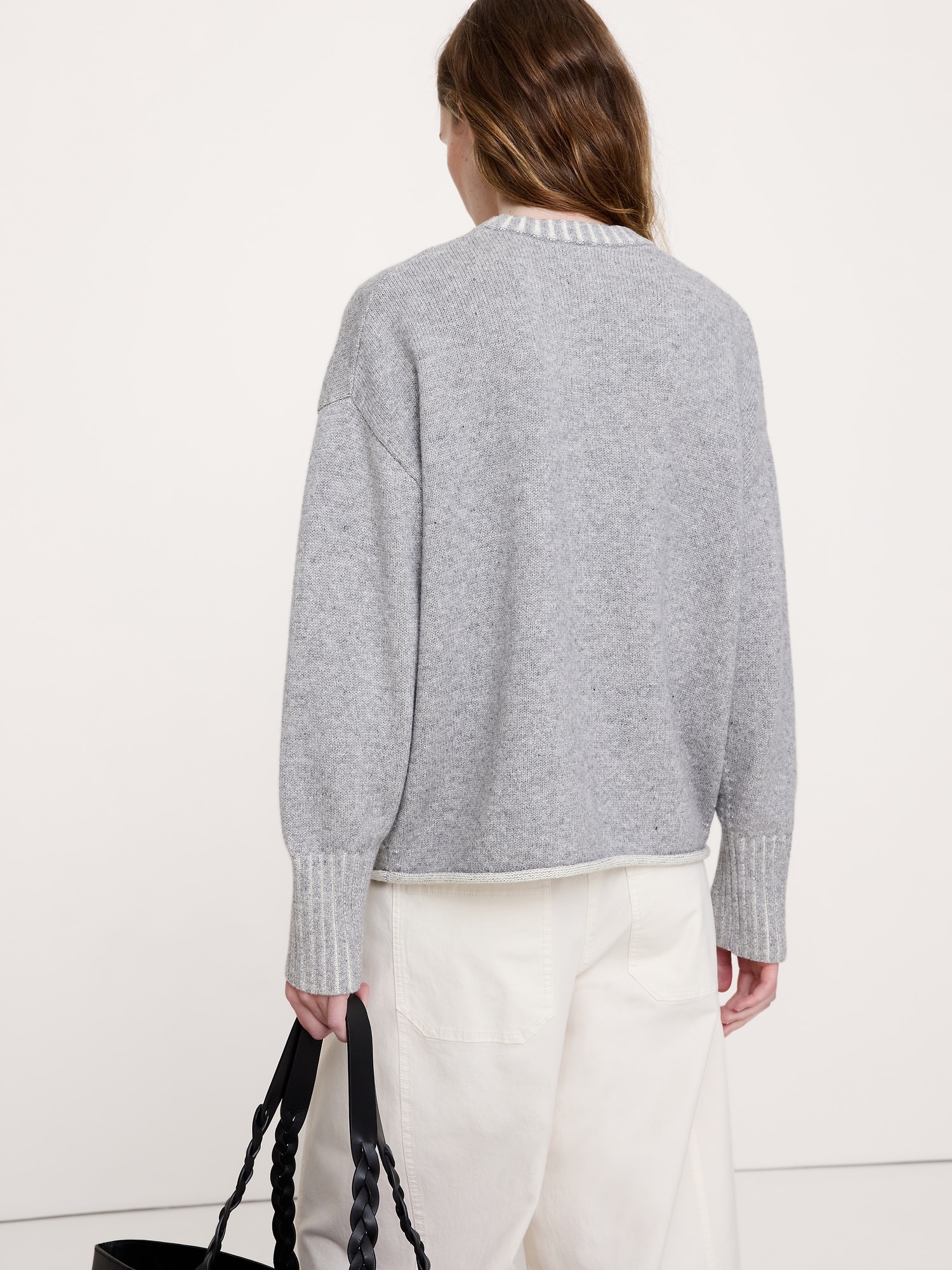 Oversized Merino-Cotton Crew-Neck Sweater - thumbnail 4