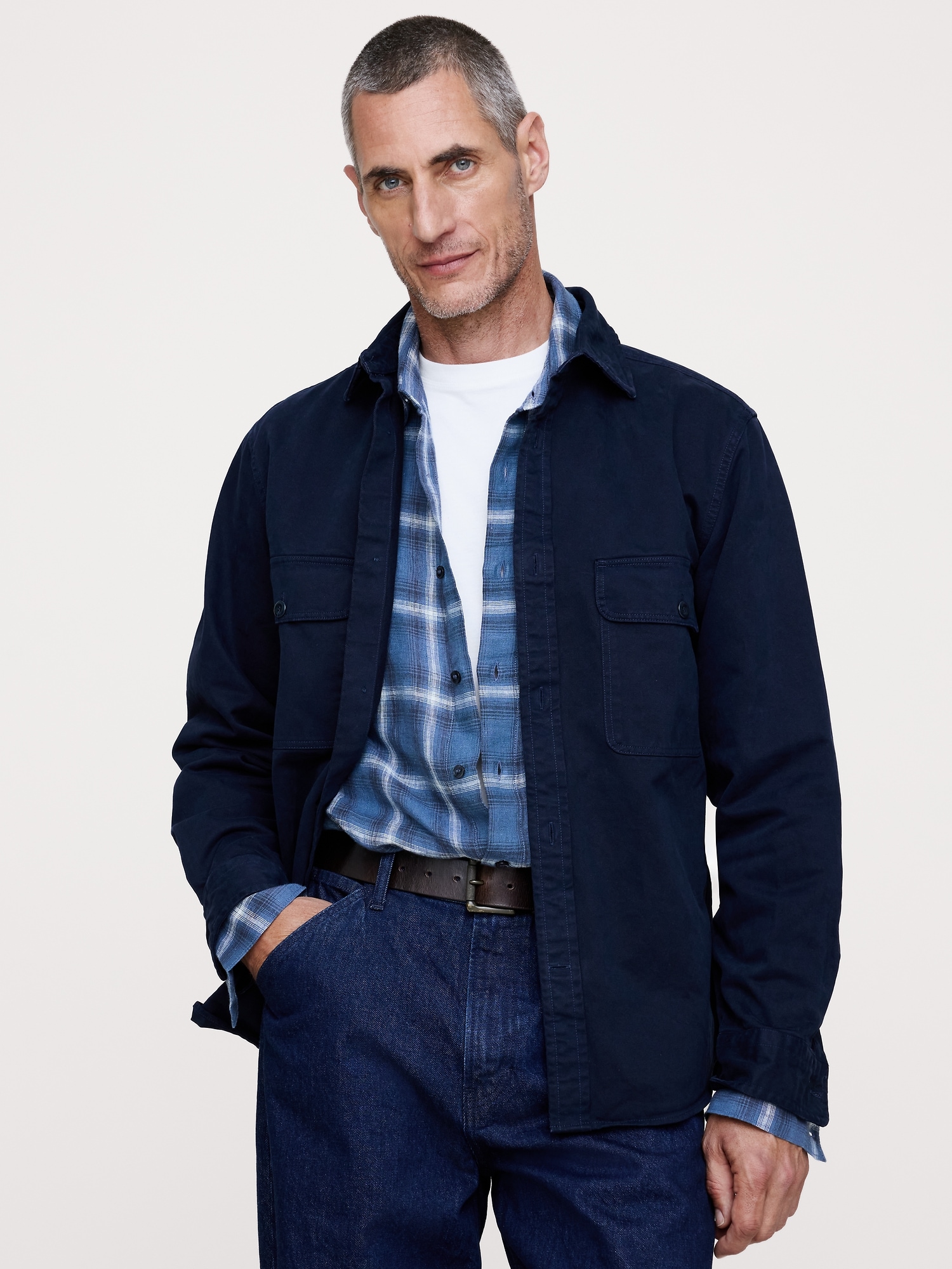 Stone  Twill Shirt Jacket (ネービー) Twill Jackets for Men | Banana Republic