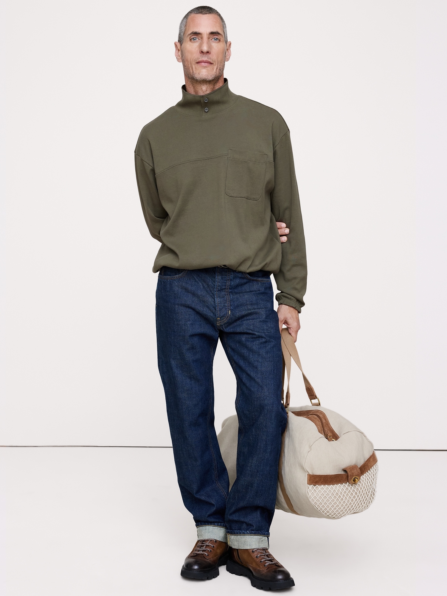 Cotton Mock-Neck Sweatshirt