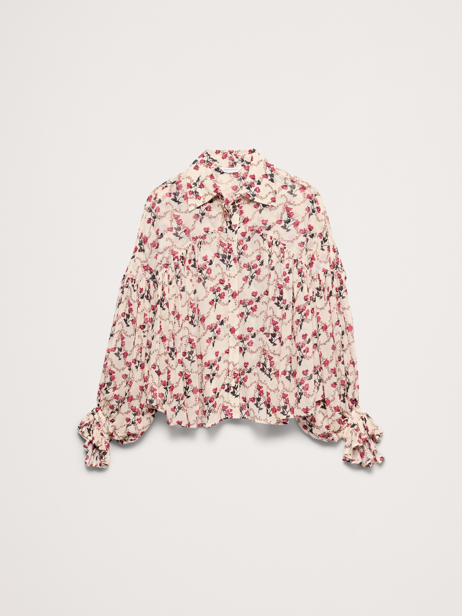 Image number 4 showing, Viscose Balloon-Sleeve Blouse