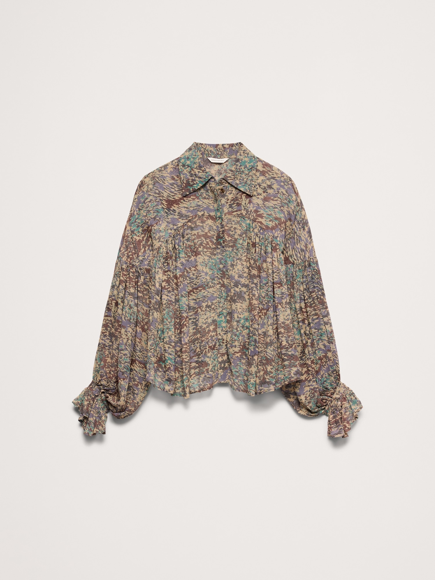 Image number 7 showing, Viscose Balloon-Sleeve Blouse