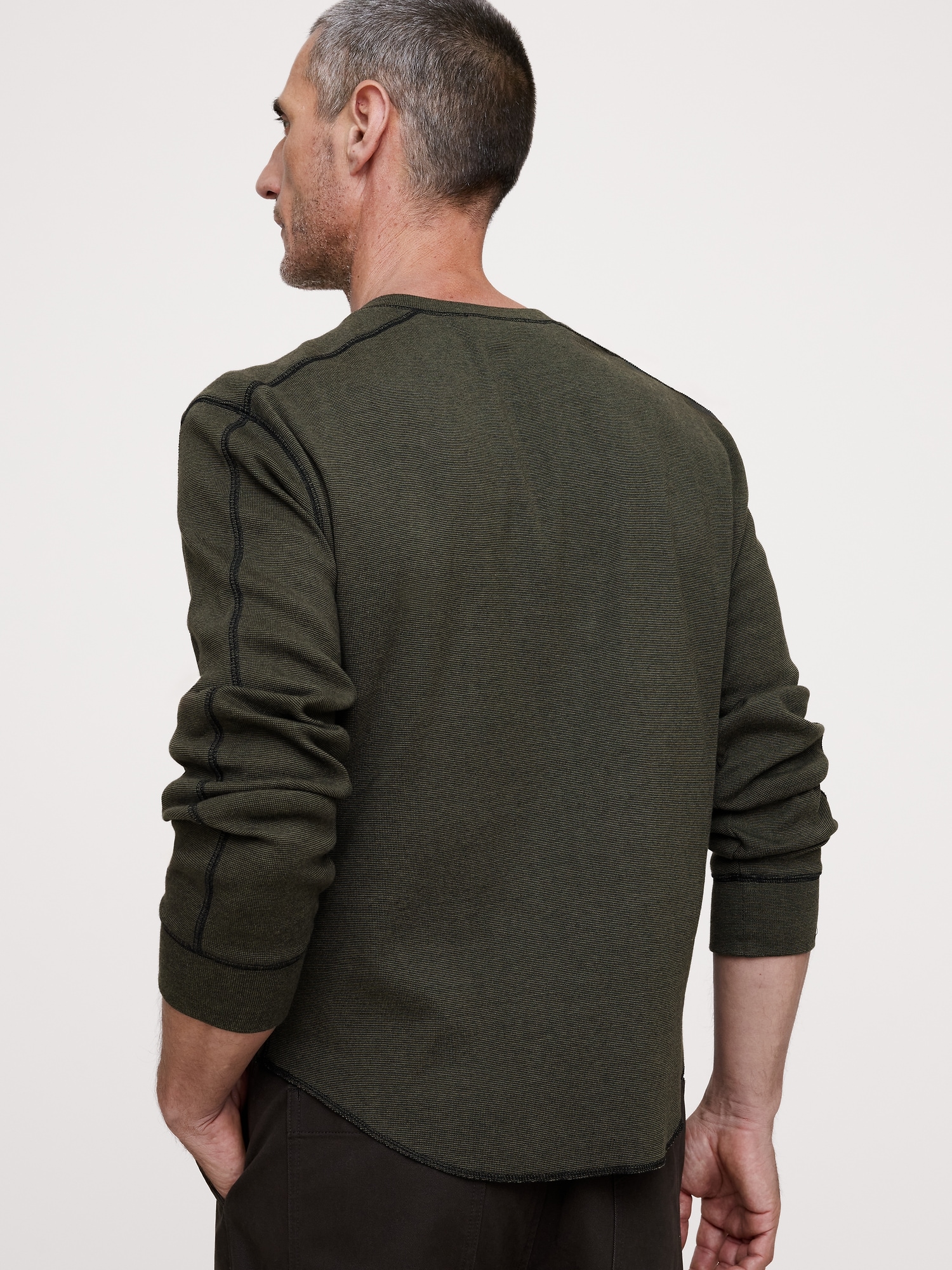 Ribbed Cotton Henley T-Shirt - thumbnail 5