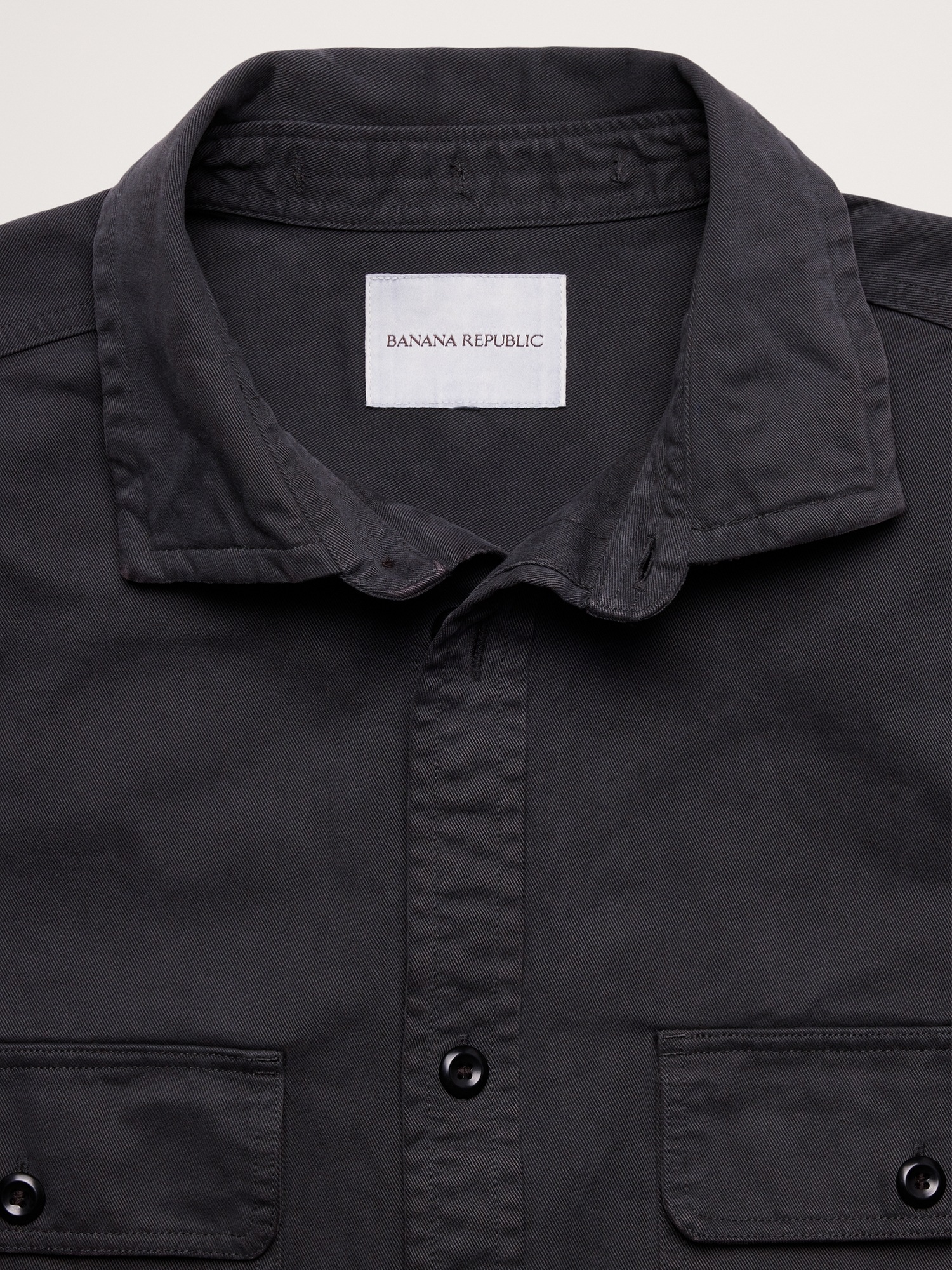 Мужская куртка Banana Republic Cotton Twill Shirt Jacket, цвет: Чёрный — фото 6