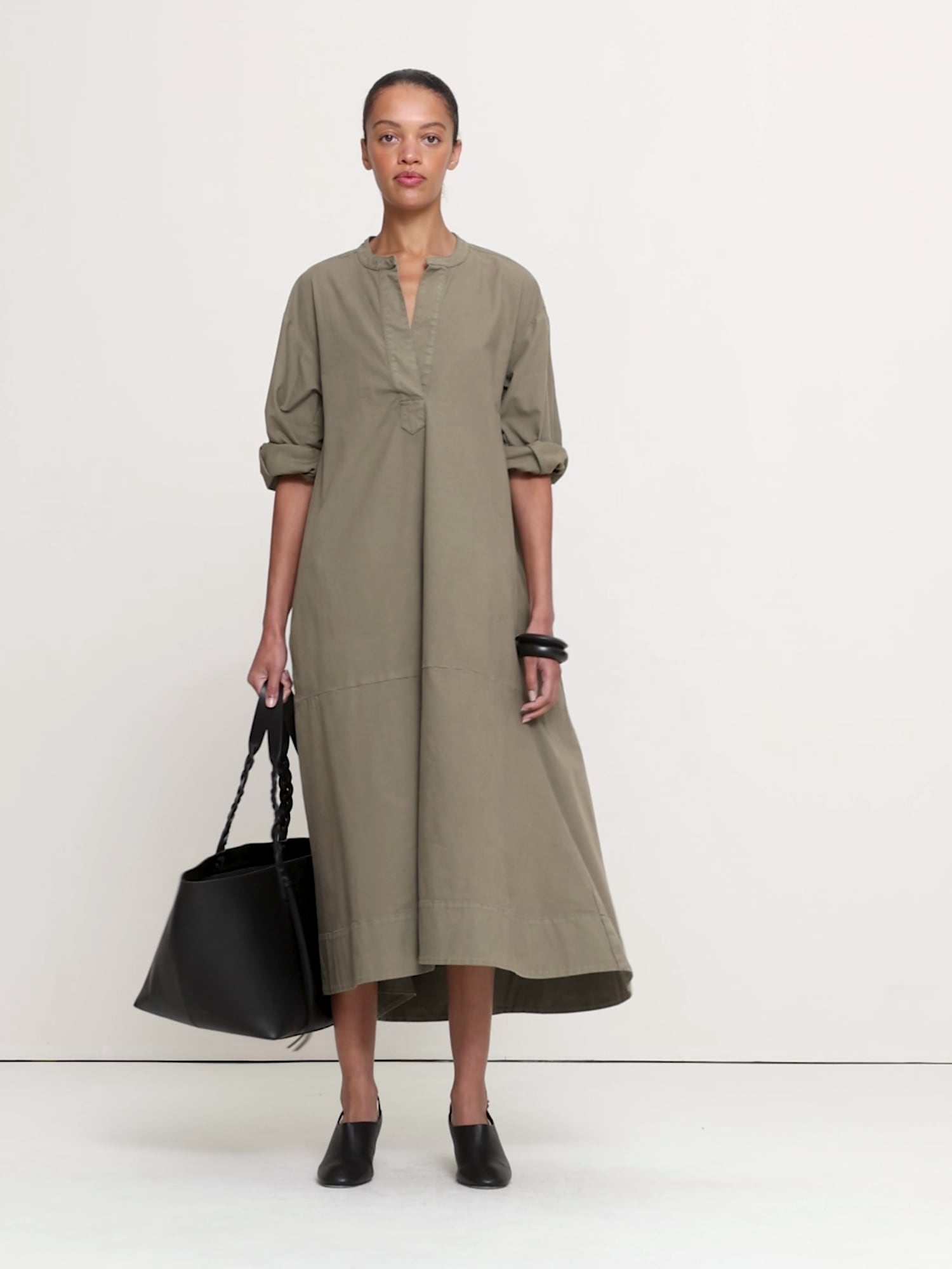Cotton Canvas Popover Maxi Dress - thumbnail 4