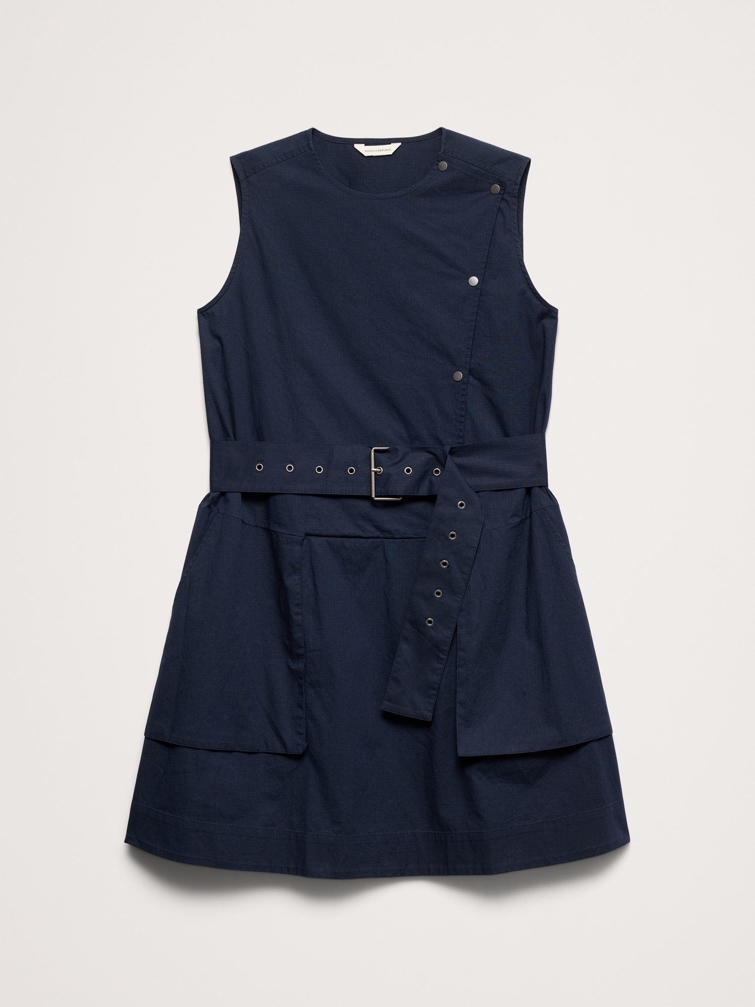 Женское платье Banana Republic Stretch-Cotton Utility Mini, цвет: Тёмно-синий — фото 4