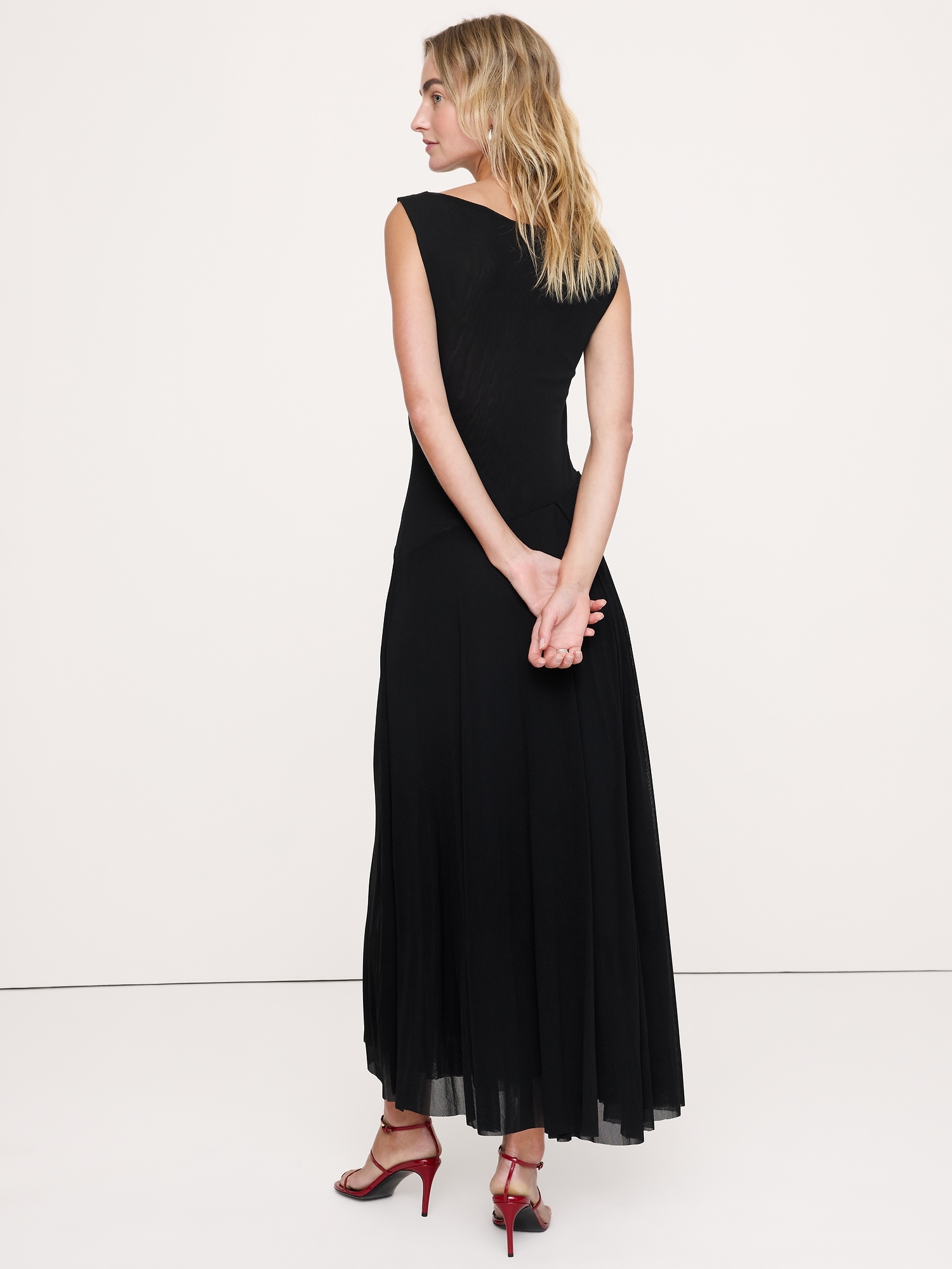Image number 3 showing, Mesh Boat-Neck Maxi Dress