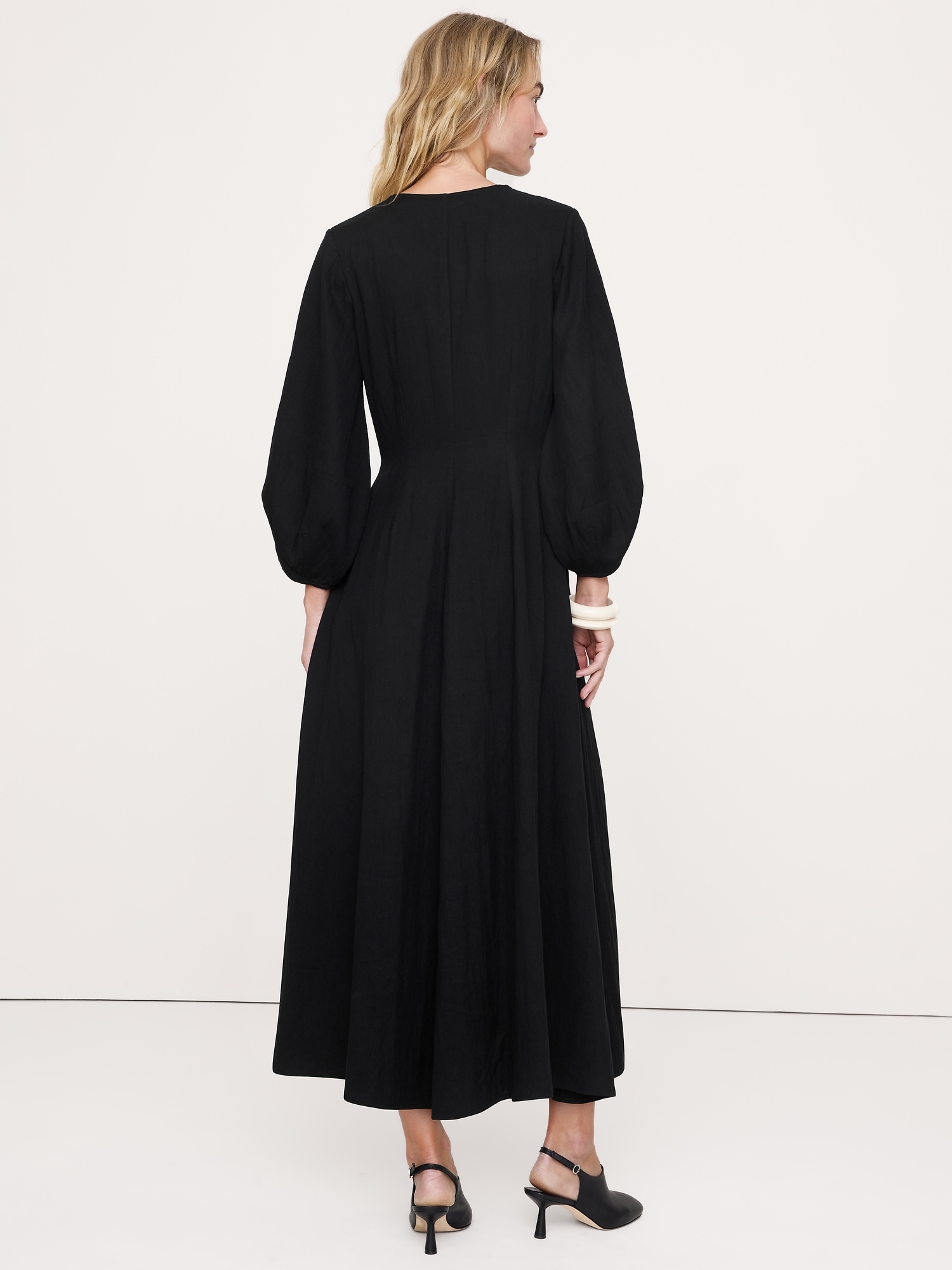 Drapey Twill Buttoned Maxi Dress