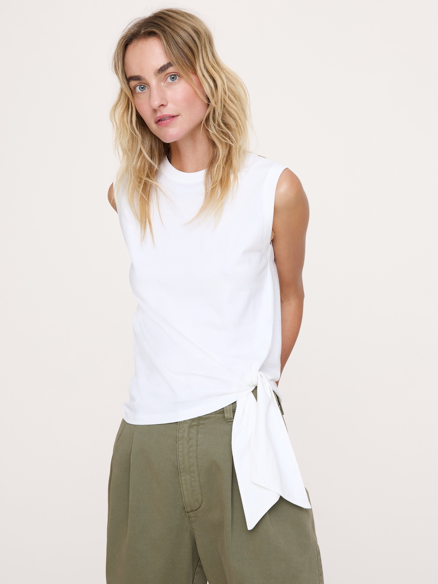 Image number 3 showing, Vintage Cotton Tie-Hem Tank