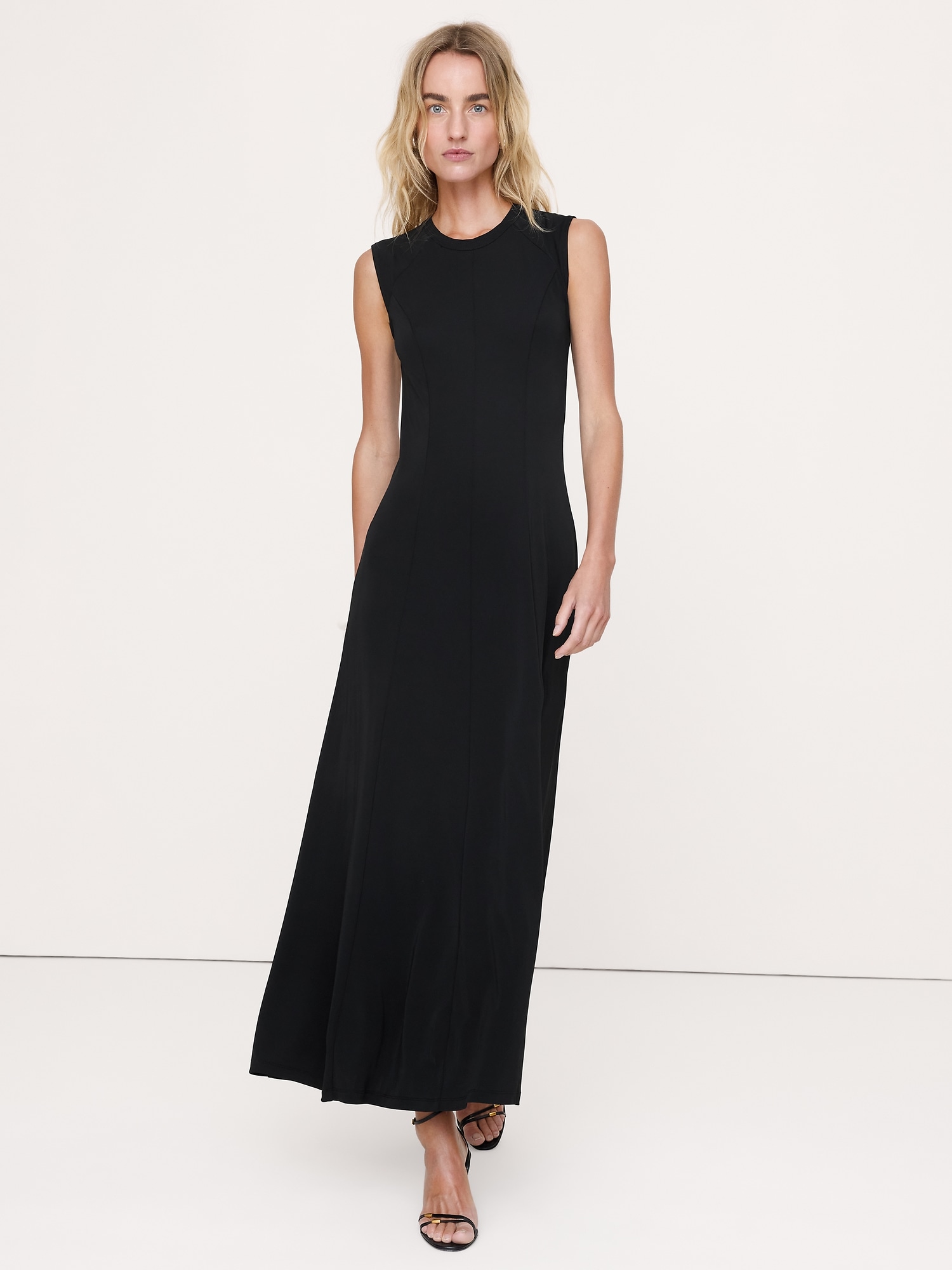 Image number 1 showing, Matte Jersey Paneled Maxi Dress