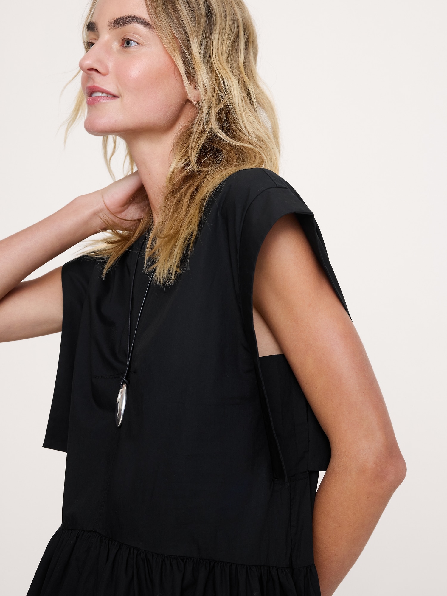 Image number 4 showing, Cotton Poplin Drop-Waist Maxi Dress