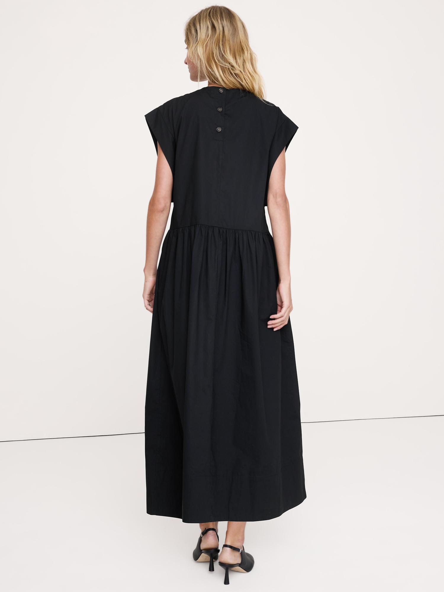 Image number 3 showing, Cotton Poplin Drop-Waist Maxi Dress