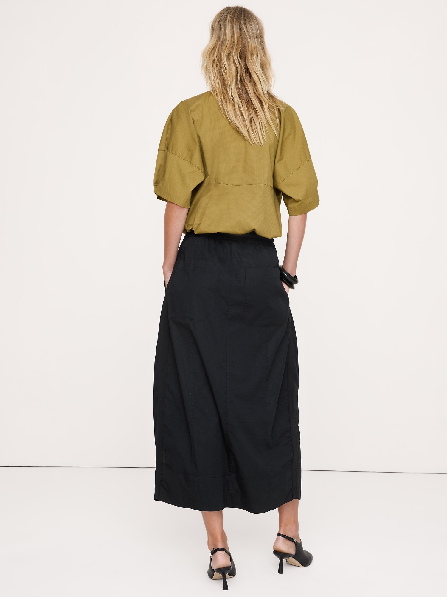 Image number 2 showing, Stretch-Cotton Barrel Midi Skirt