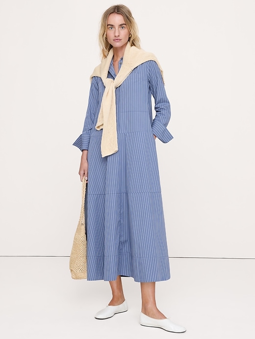 banana republic blue striped dress Cotton Trapeze Shirt Ebay
