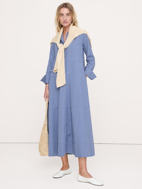 Cotton Trapeze Shirt Dress