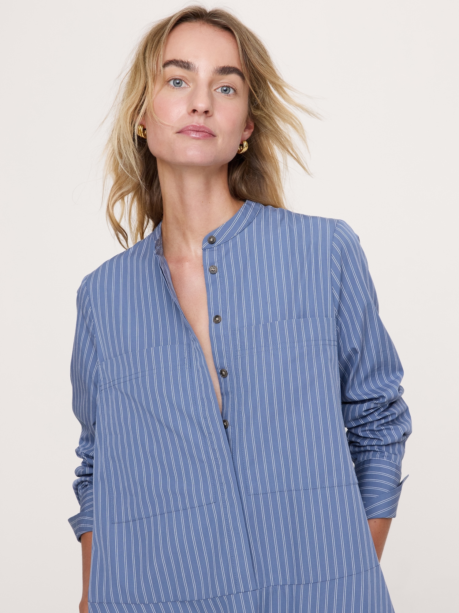 Cotton Trapeze Shirt Dress - thumbnail 3