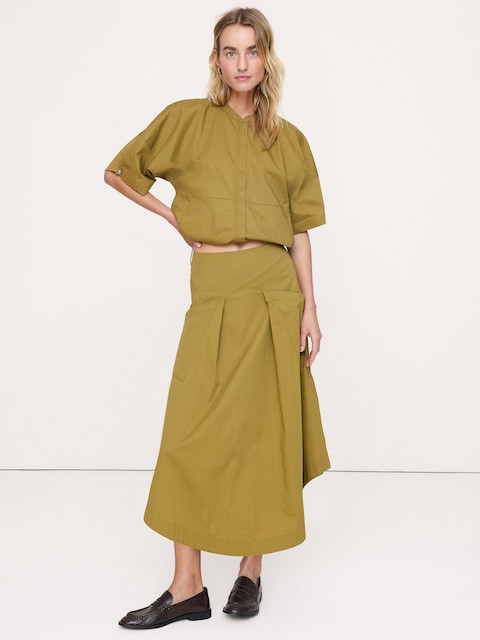 Stretch-Cotton Puff-Sleeve Top