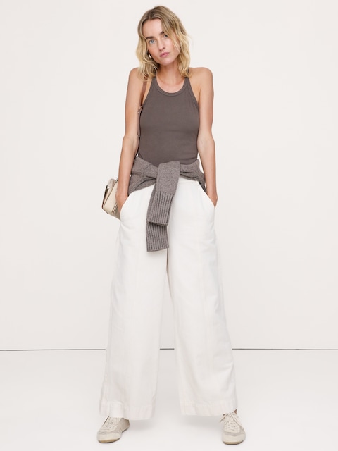 Ribbed Scoop-Neck Tank