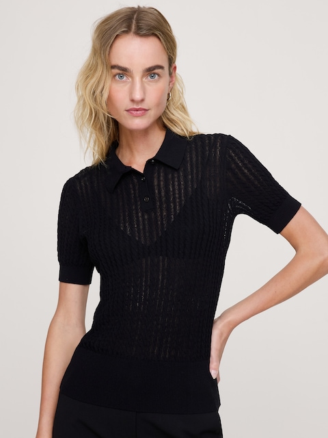 Crinkle Knit Polo