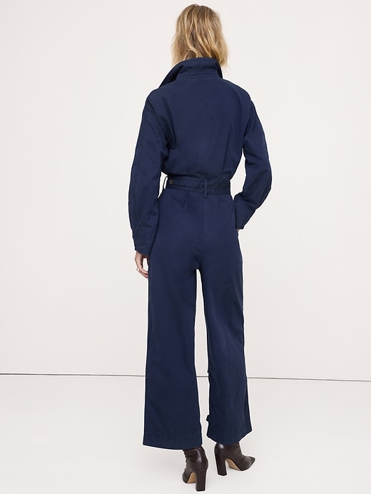 Cotton Twill Zip Jumpsuit | Banana Republic