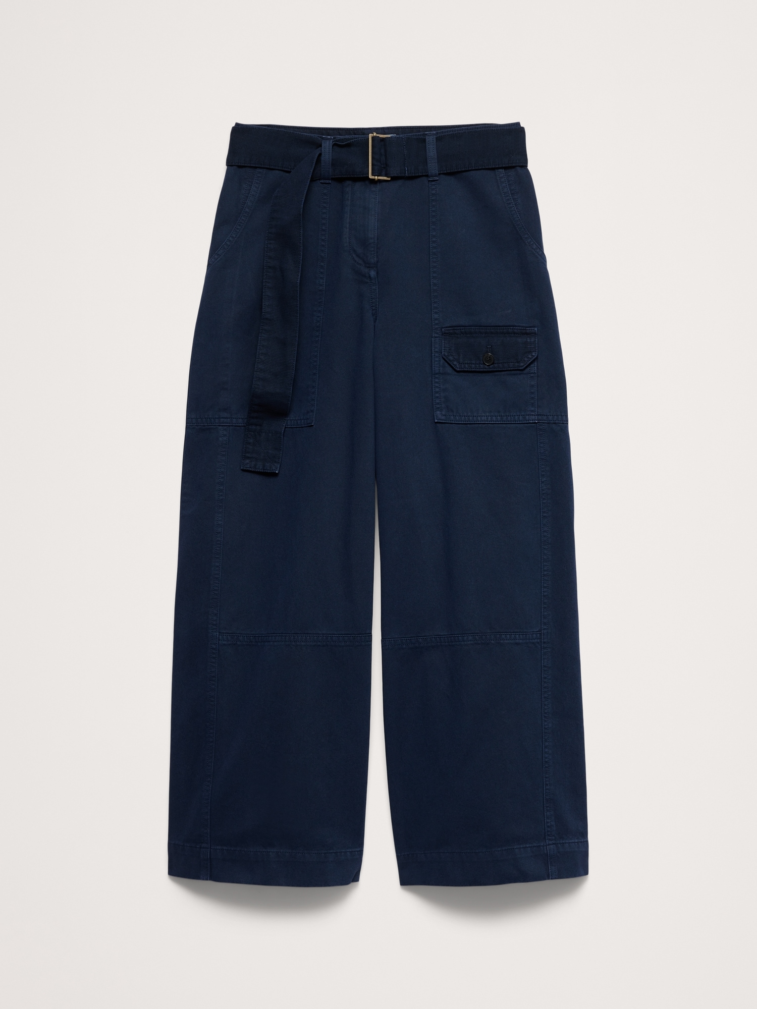 High-Rise Wide-Leg Cotton Utility Pant