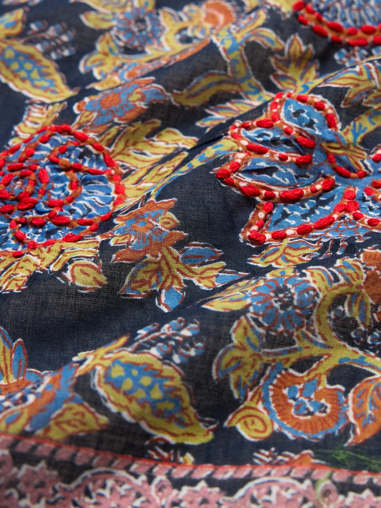 Image number 2 showing, Embroidered Cotton Scarf by Vismaya