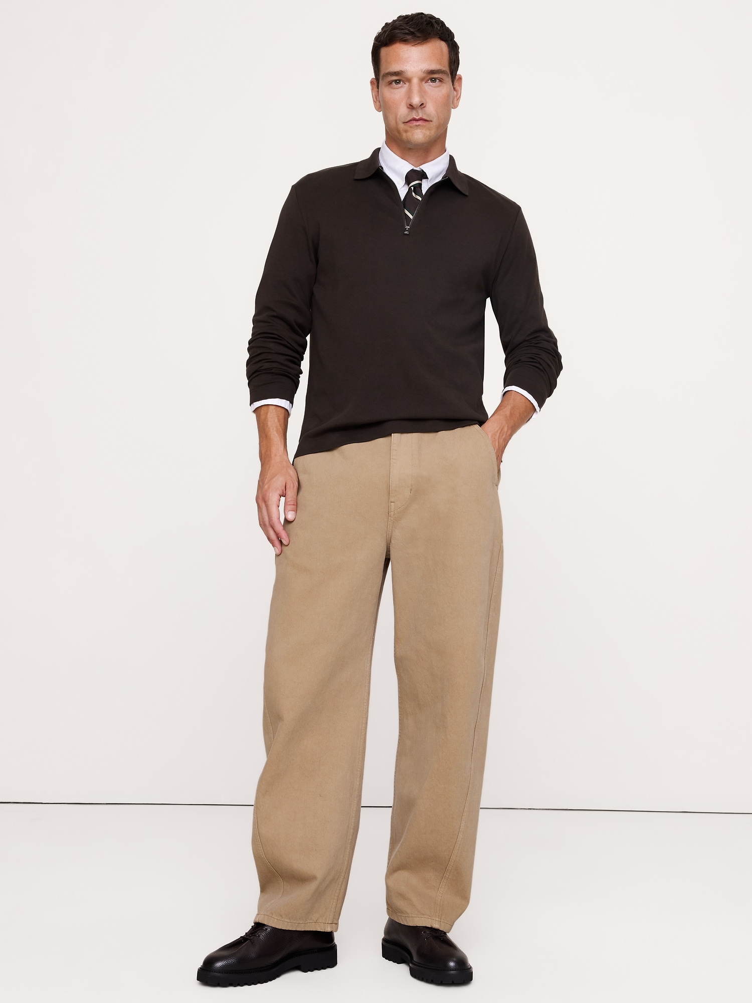 Luxury-Touch Quarter-Zip Polo - thumbnail 3