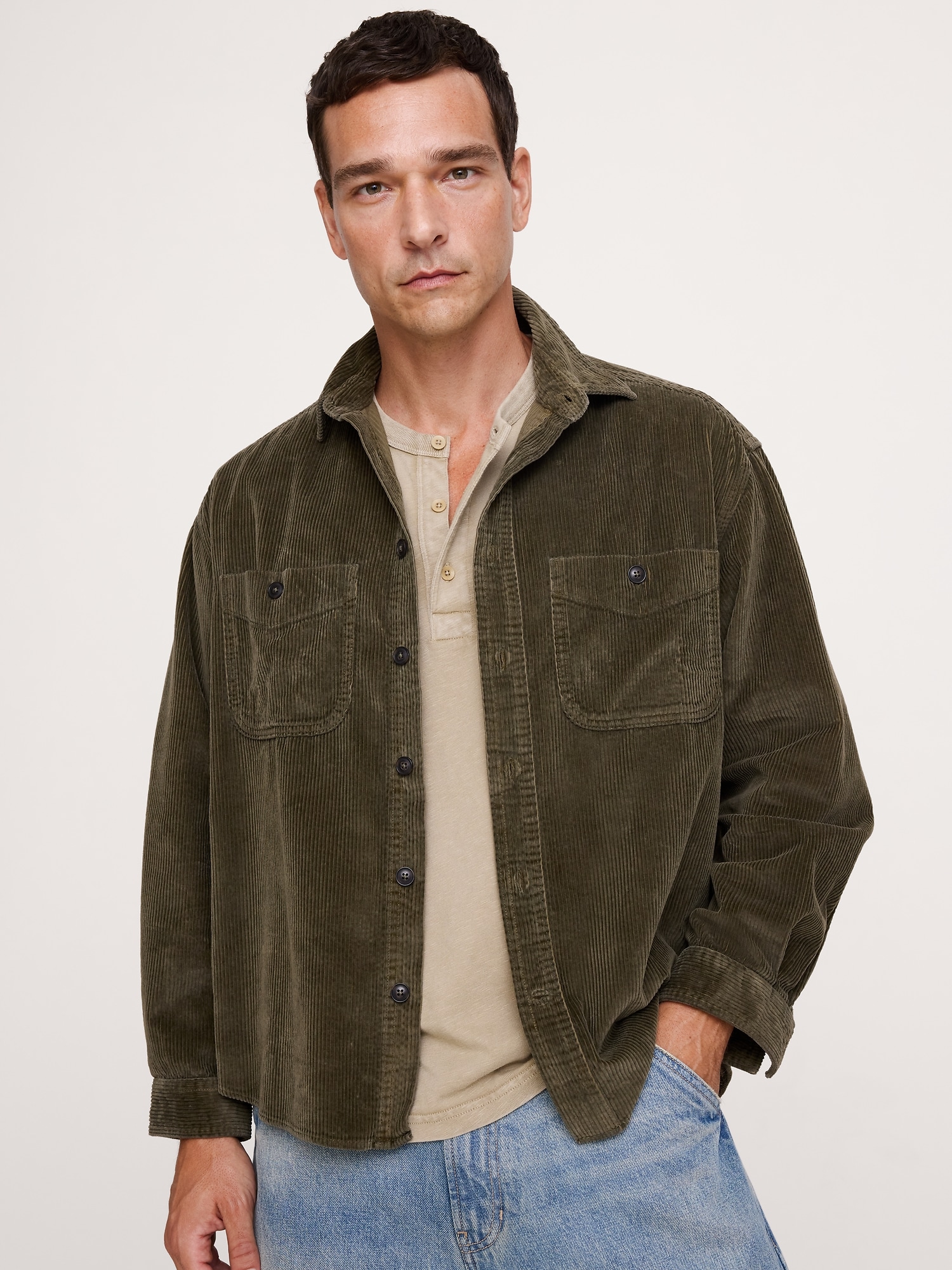 Archive Reissue Corduroy Shirt with Suede Elbow Patches