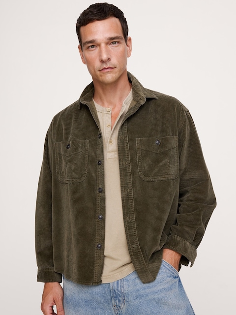Archive Reissue Corduroy Shirt with Suede Elbow Patches