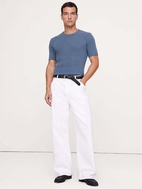 Ribbed Stretch-Cotton Crew-Neck T-Shirt