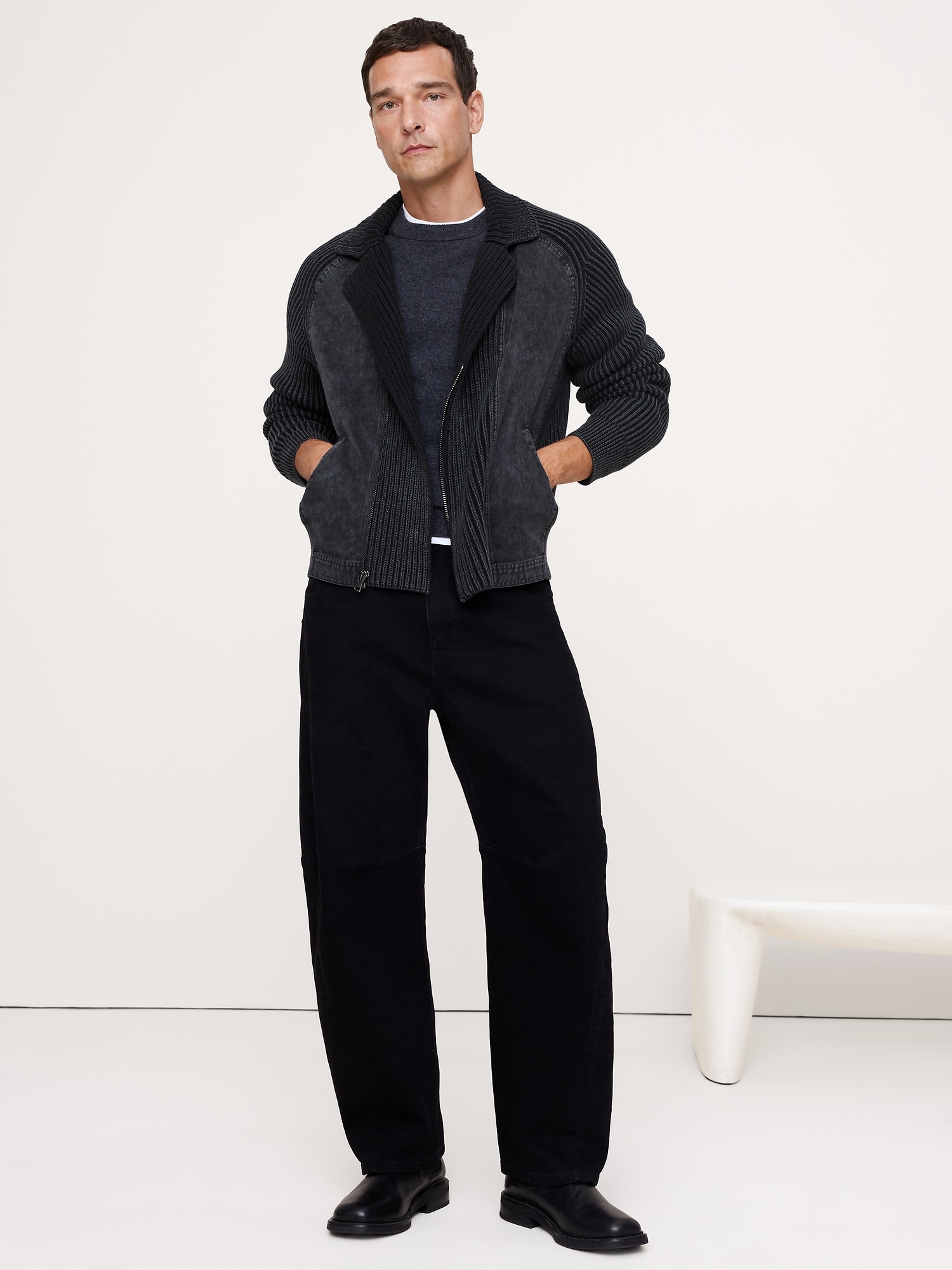 Cotton Moto Sweater Jacket - thumbnail 4