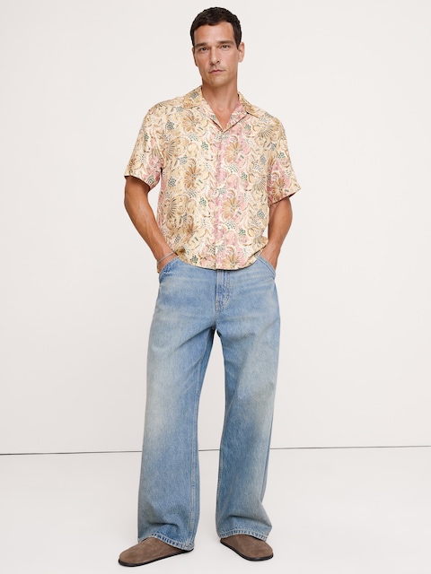 Standard-Fit Silk Resort Shirt