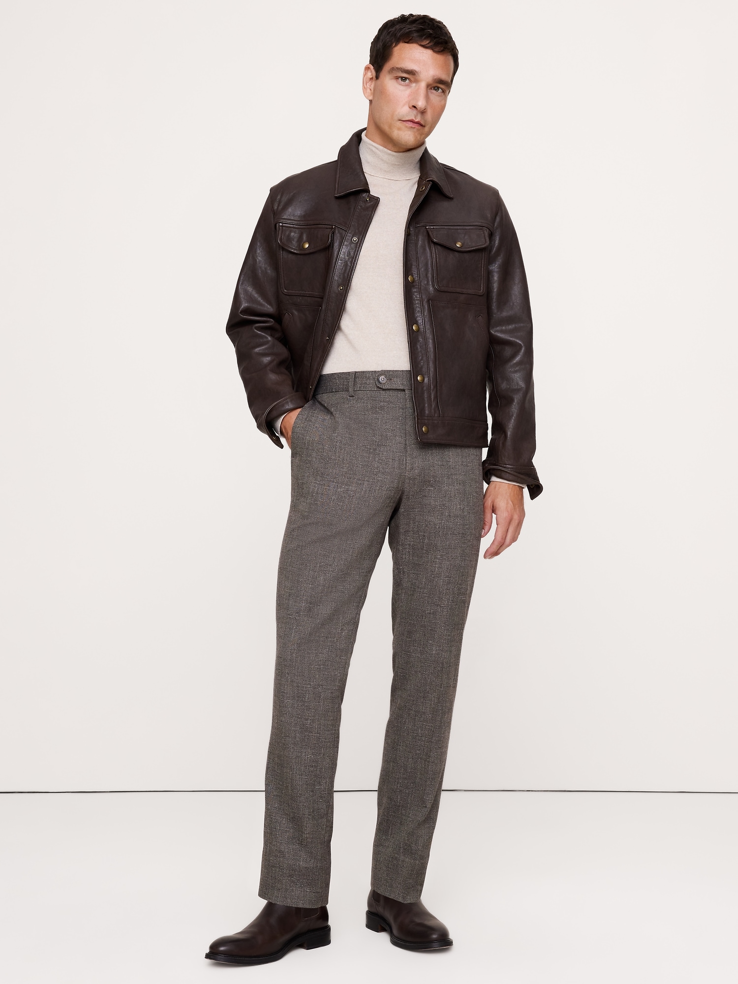 Tailored Slim Herringbone Wrinkle Resistant Dress Pant - thumbnail 5