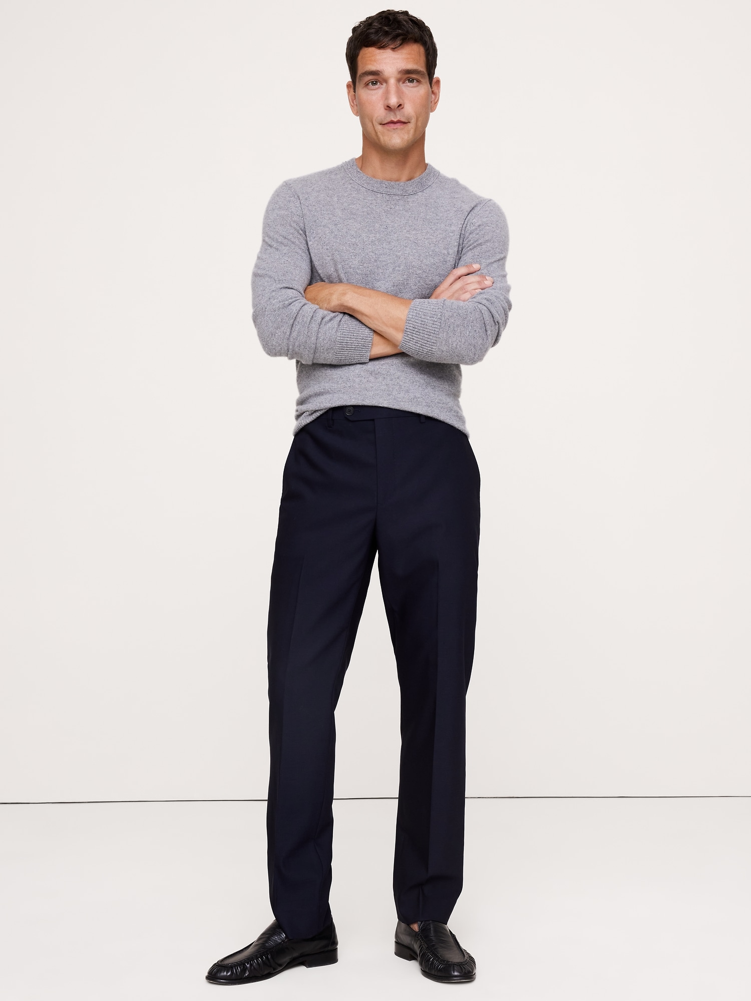 Мужские брюки Banana Republic Tailored Slim Italian Barathea Suit Pant, цвет: Тёмно-синий — фото 4