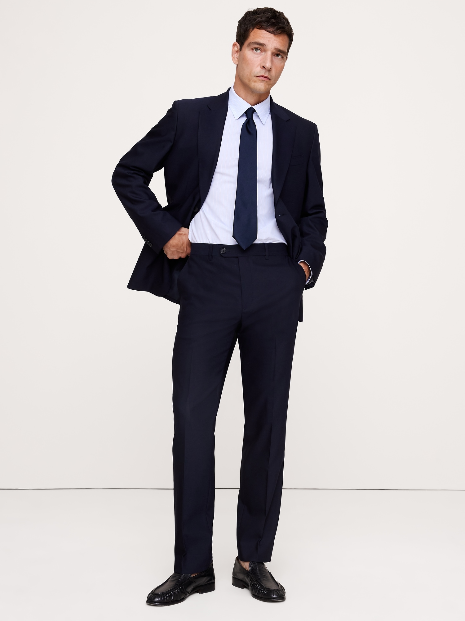 Мужские брюки Banana Republic Tailored Slim Italian Barathea Suit Pant, цвет: Тёмно-синий — фото 3