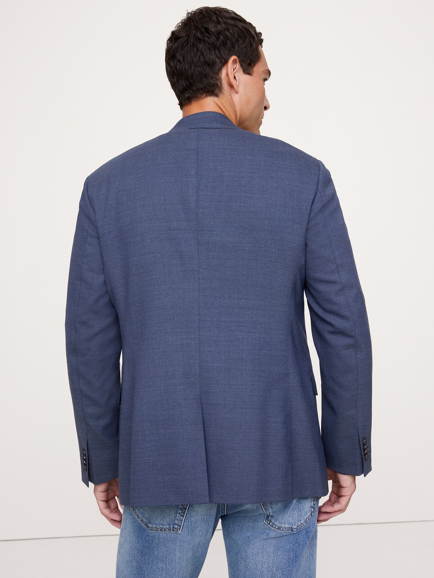 Мужской пиджак Banana Republic Tailored Slim Signature Stretch Italian Rustico Suit, цвет: Тёмный синий — фото 2