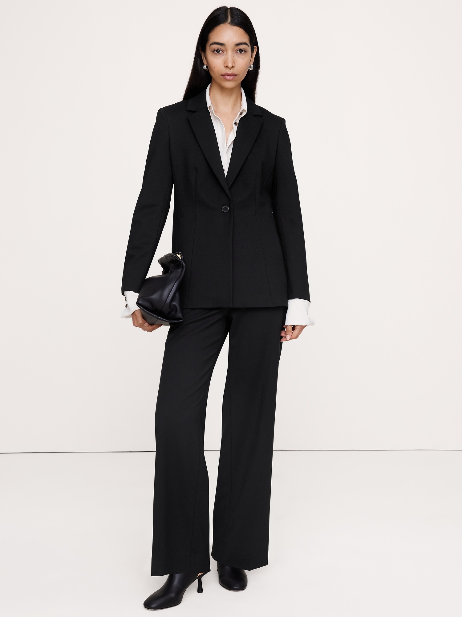 Женский пиджак Banana Republic Slim Everywhere Ponte Blazer, цвет: Чёрный — фото 3