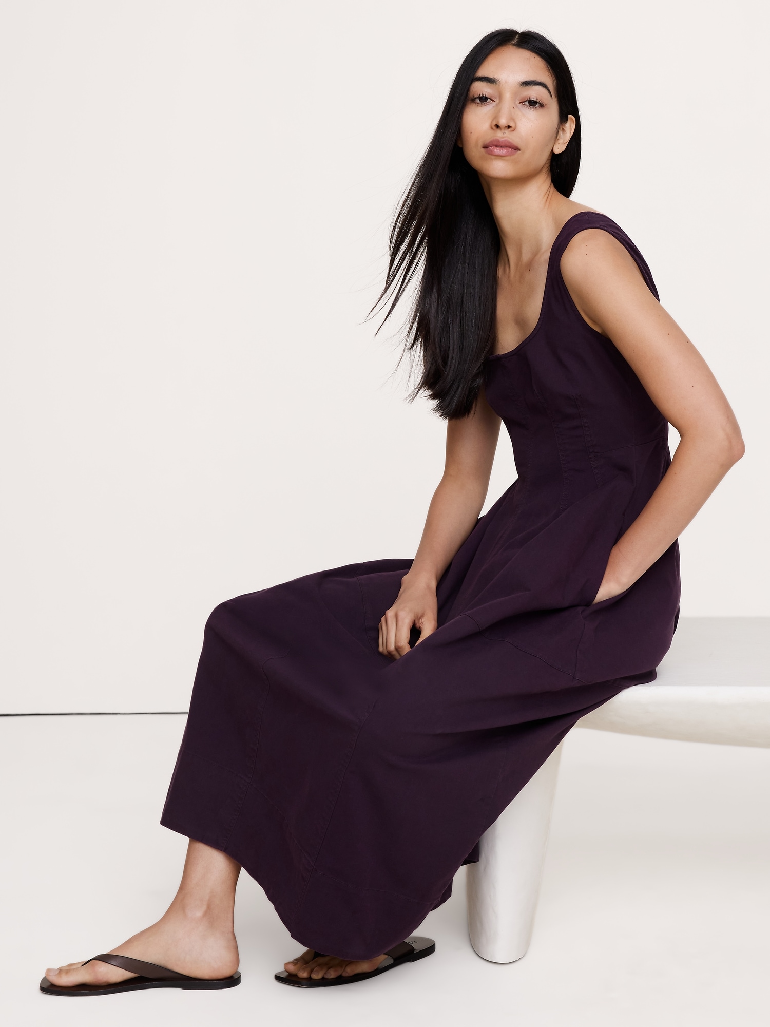 Image number 4 showing, Stretch-Cotton Barrel Midi Dress