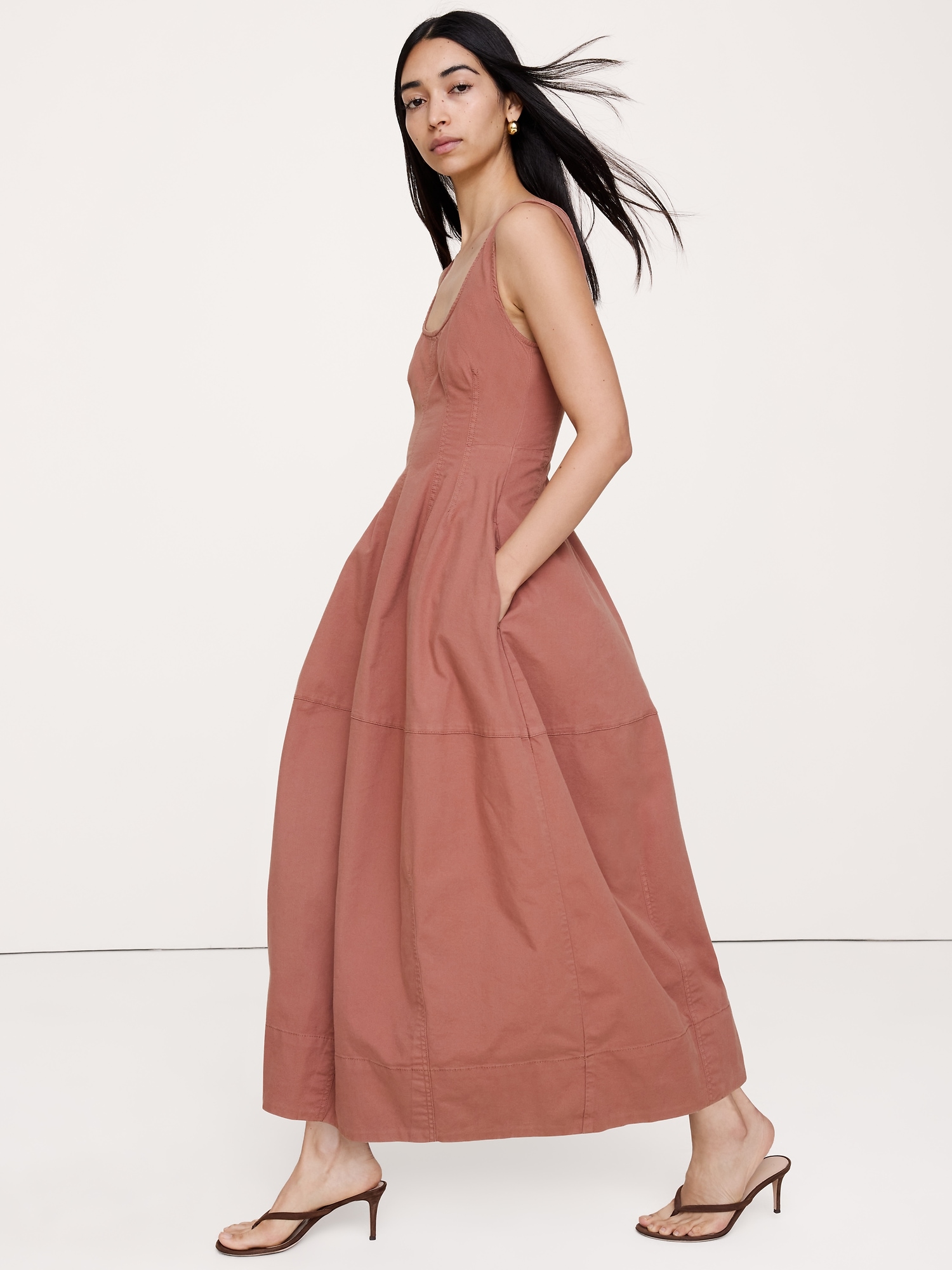 Image number 6 showing, Stretch-Cotton Barrel Midi Dress