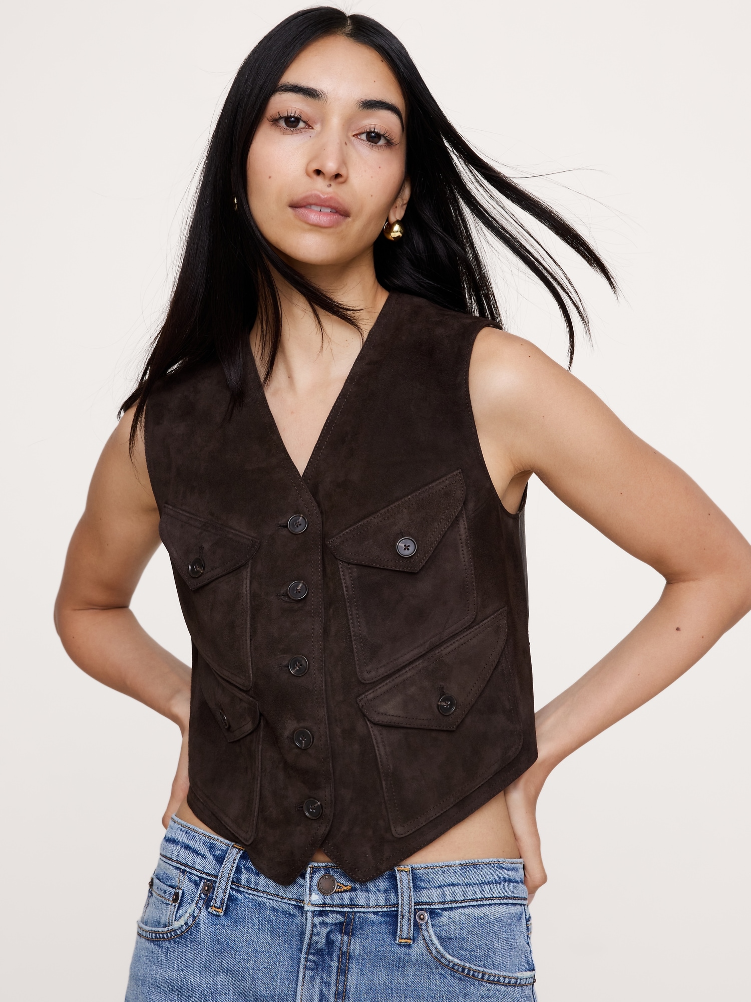 Suede Pocket Vest - thumbnail 3