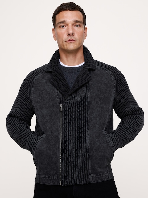 Cotton Moto Sweater Jacket