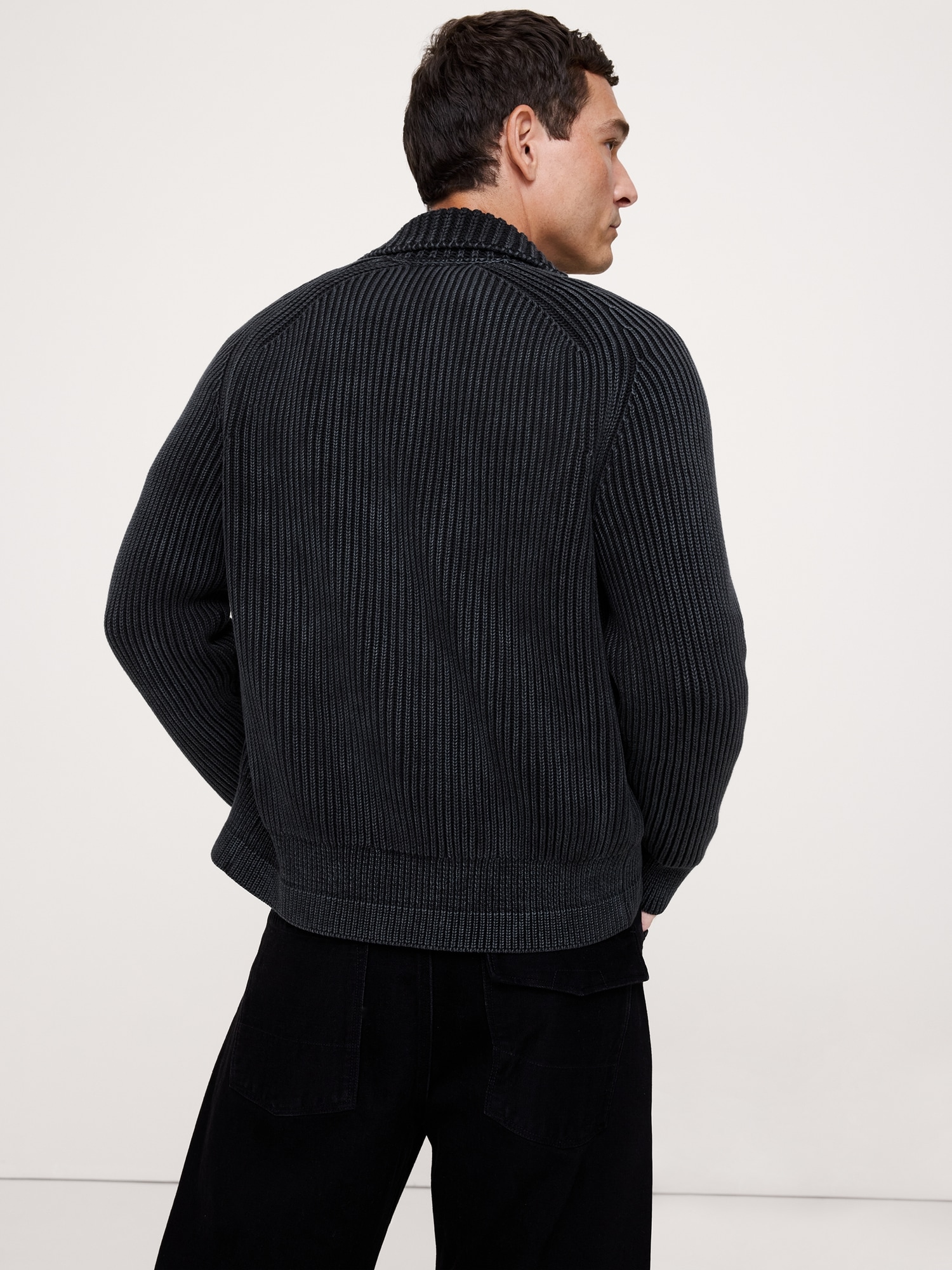 Cotton Moto Sweater Jacket - thumbnail 3